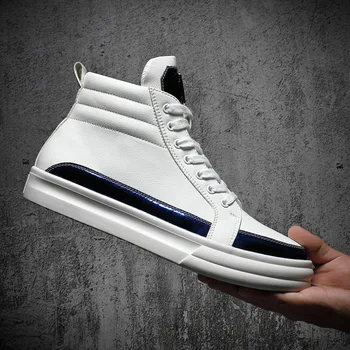 

Mens High-top Canvas Shoes Men 2019 New Spring Autumn Top Fashion Sneakers Lace-up High Style Solid Man Black Shoes G11-84