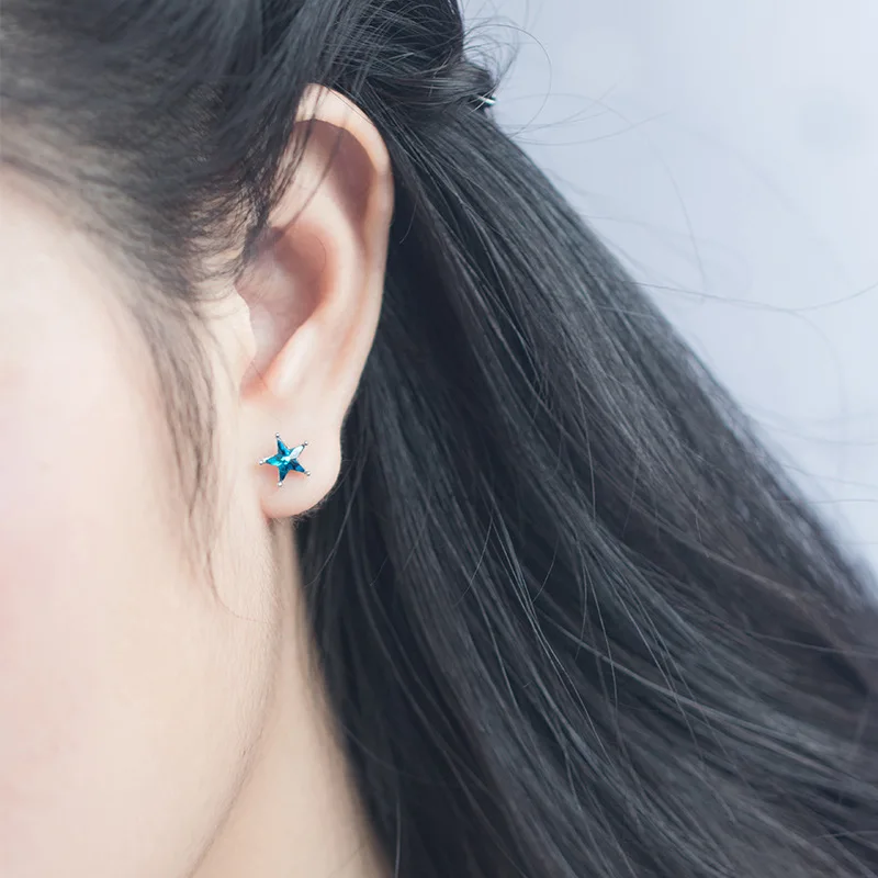 Женские серьги гвоздики из серебра 925 пробы с Луной и звездами|fashion stud earrings|stud
