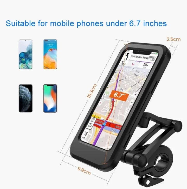 Universal Motorcycle Phone Holder Waterproof Bike Motorcycle Handlebar Magnet Phone Holder Stand For 6.7 Mobile Phone Mount Bag phone charging stand