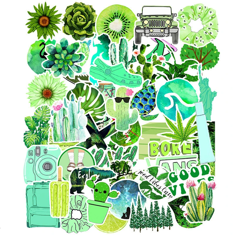

50pcs Green Plant Live Flower Graffiti Sticker Waterproof For Laptop Stationery Skateboard Luggage Guitar Furnitur Phone Sticker