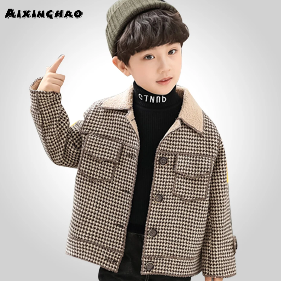 Girls Coat Fashion Plaid Girls Coats Long Sleeve Velvet Outerwear Girl Boy Fall Winter Children's Clothes For Girls 6 8 10 12 14