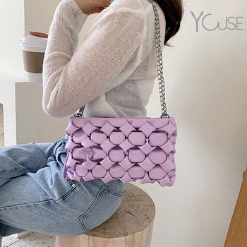 

YOUSE Women Purses and Handbags Luxury Clutches Shoulder Bags For Women 2020 Designer Bag Leather Crossbody Bag Metal Chain