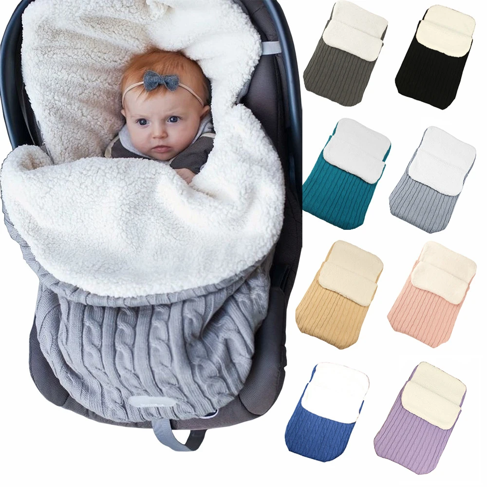 Online Baby Schlafsäcke Umschlag Winter Warm Fußsack Kleinkind Decke Wolle Schlafsack Taste Stricken Swaddle Wrap Swaddling Kinderwagen Wrap