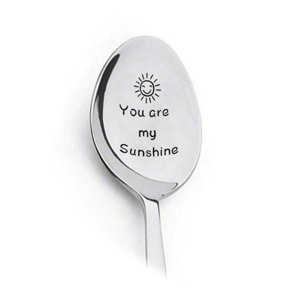 Ложка из нержавеющей стали с надписью You Are my Sunshine|Столовые сервизы| |