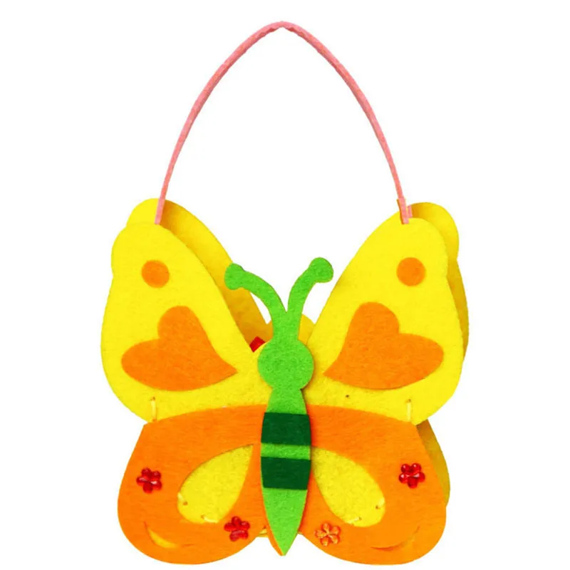 Нетканые тканевые сумки DIY для детей, швейные игрушки, мини-сумки, красочные ручные сумки с мультяшными животными для детей - Цвет: Butterfly