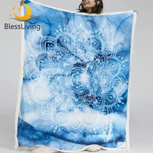 Blesslive одеяла мандалы Boho Цветок на заказ одеяло акварельное пушистое одеяло Градиент Синий плюш покрывало 150x200