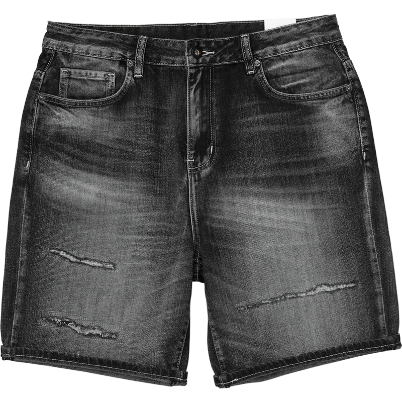 Ripped denim shorts in black Dresoo