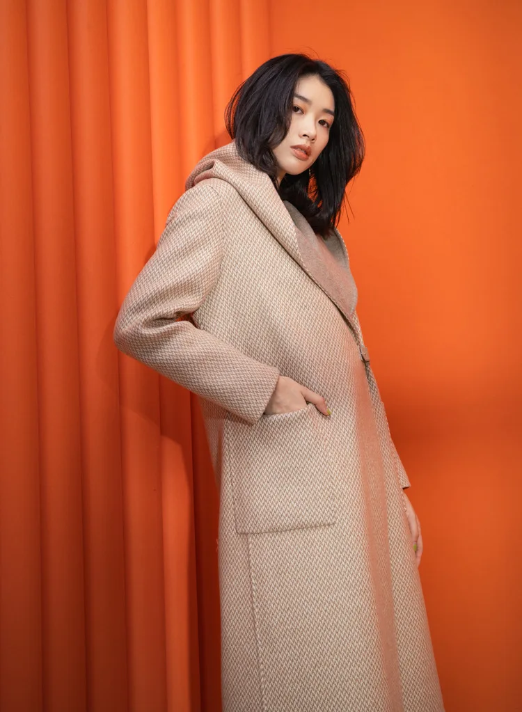 Осень 30% кашемировое пальто теплое зимнее длинное пальто с капюшоном воротник женское длинное шерстяное пальто офисное Женское пальто большие размеры