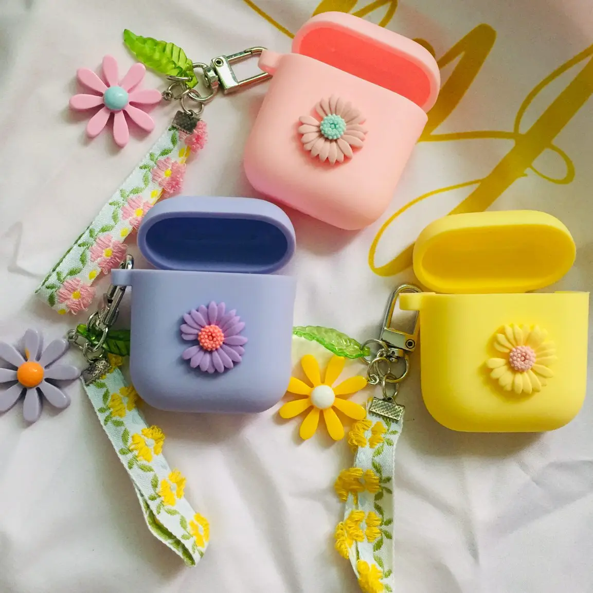 Чехол airpods корейский цветок для AirPods 2 роскошный кружевной силиконовый чехол