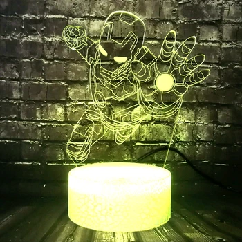 

Room Table Night Light LED 3D Visual Fly Iron Man Action Kids Sleep Produce 7 Color Room Decor Mood Lava Holiday Xmas lamp