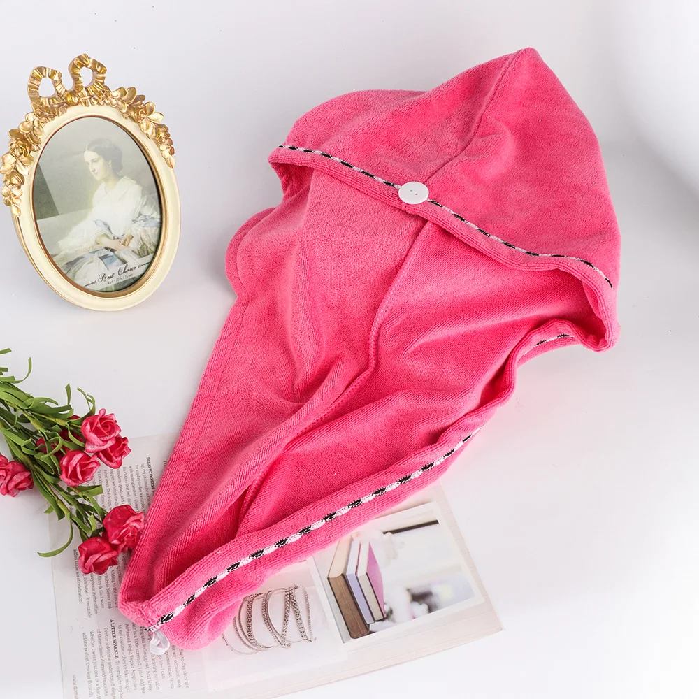 rose red 1 шт., коралловый флис, быстросохнущая шапка для волос, полотенце, повязка на голову, шарф, впитывающая шапочка для душа, банное полотенце, аксессуары для ванной комнаты - Цвет: rose red