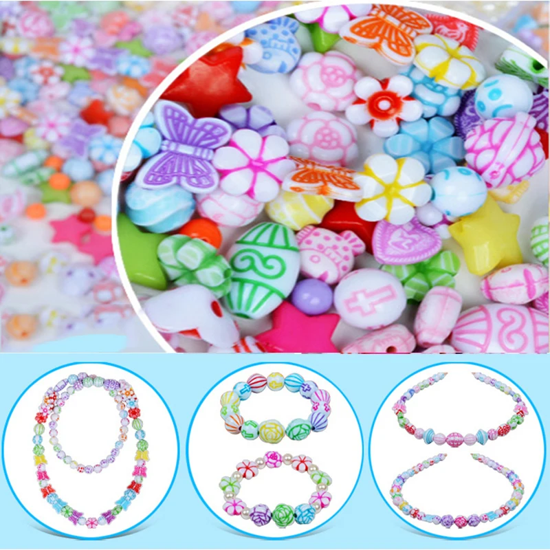 1 Set Acrylic Mixed Beads Circle Round Individual Bead For DIY Intellectual Development Children Bracelet Jewelry Making Toy