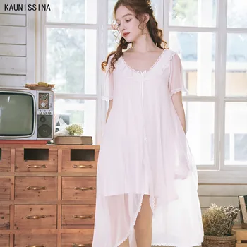 

Women Sleepwear Sweet Lace Sexy Nightgown Woman Princess Night Dress Short Sleeve Summer Sleepwear Cotton Sleeping Nightwear