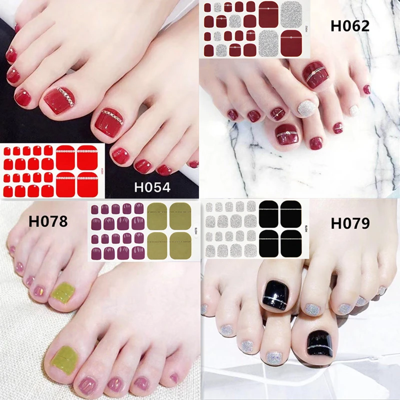 

2019 New Designs Foot Toe Nail Sticker Fashion Nail Art Polish Full Cover Waterproof Adhesive Foil Stickers Manicure Predesigned