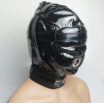 Bondage Full Hood Mask,BDSM Sex Toys For Couples, Slave Leather Harness Padded Gimp, Dildo/Ring/Ball Gag Blindfold 5