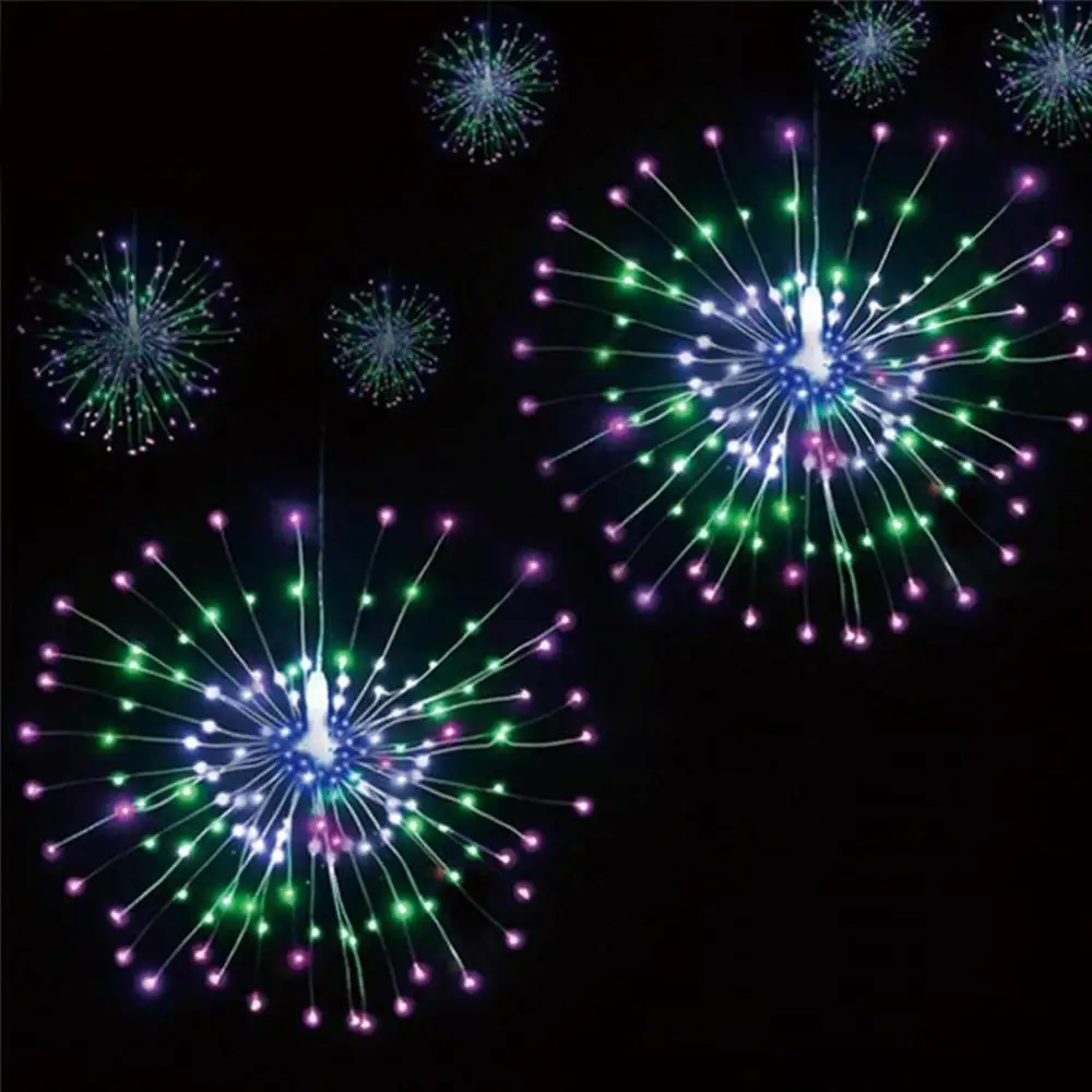 2Pack Multicolor Подвесной фейерверк Starburst светильник s, 120 светодиодный фейерверк Starburst Одуванчик Сказочный светильник s струнный светильник на батарейках, 2/1 упаковка - Испускаемый цвет: 2Pack Multicolor