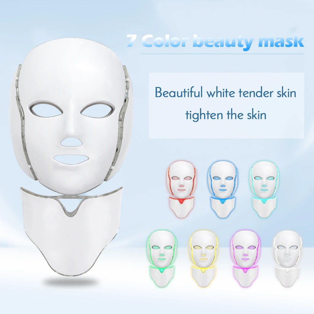 

Face Instrument Facial Mask Photon Therapy 7 Color LED Neck Skin Rejuvenation Anti Acne Wrinkle Beauty Treatment Salon Home Care