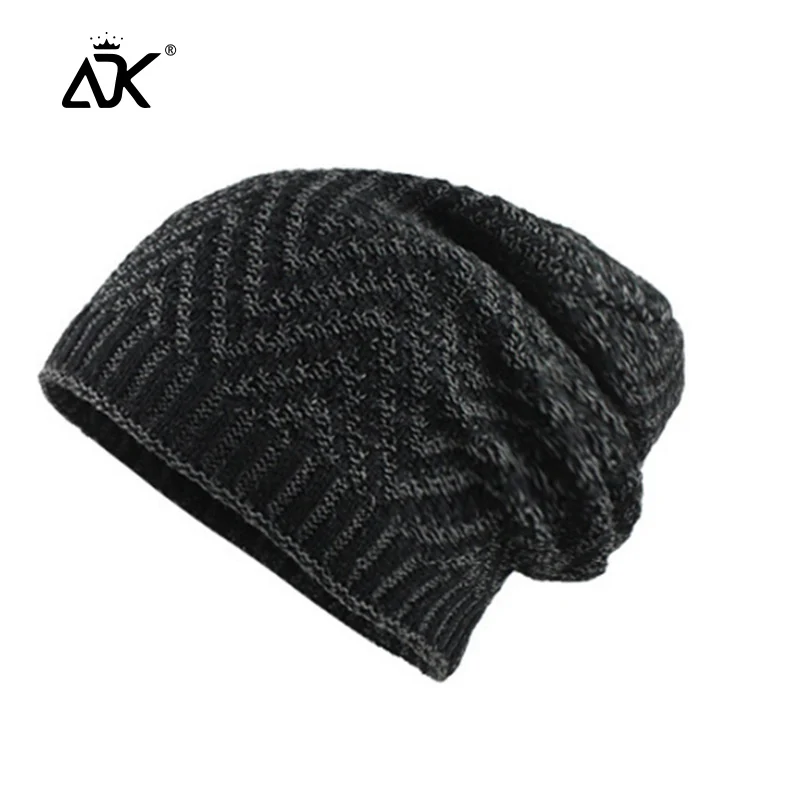 Зимние теплые шапки и кепки положить дверь шарф вязаная шапка для мужчин Brimless Firherman шапка с манжетой дышащий Толстый капот - Цвет: Black Hat