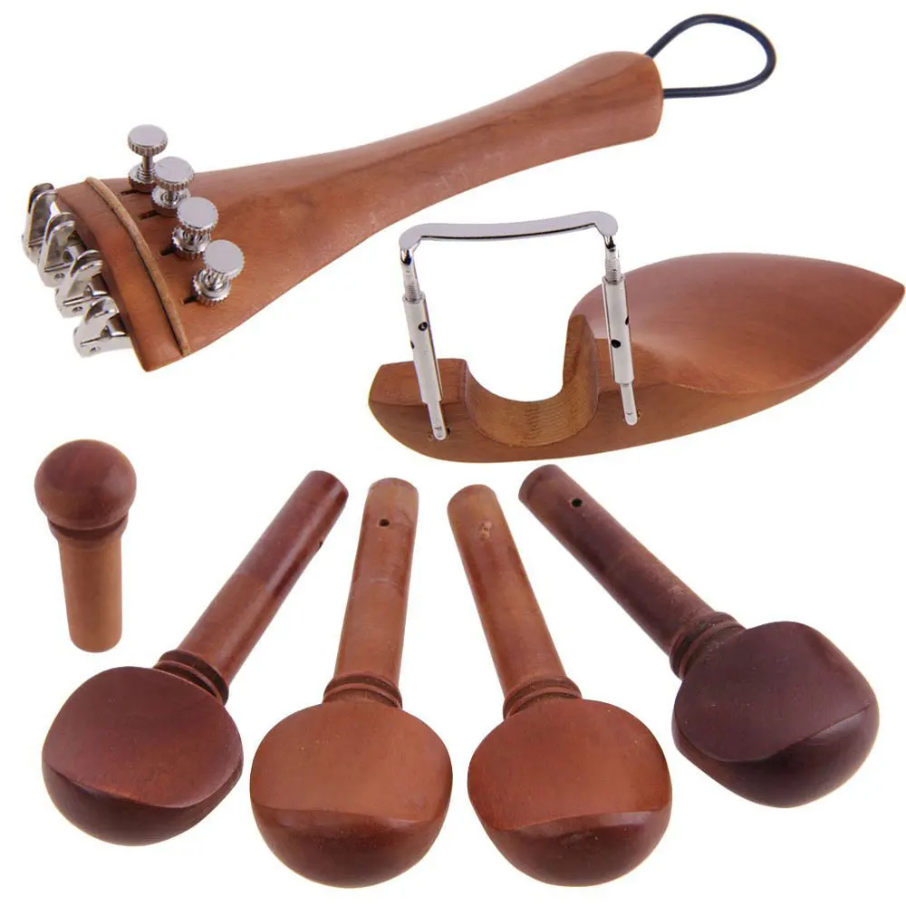 

Natural Jujube Wood 4/4 Violin Parts Accessories Set Fine-Tuning Chinrest Strings Tail Nail Tail Rope