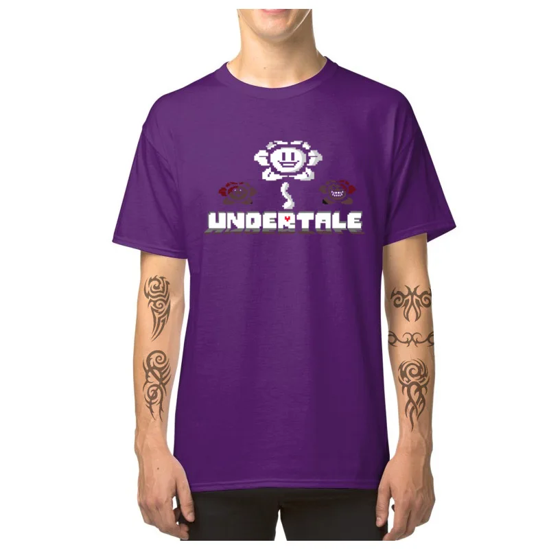  Adult T Shirt Flowey__6169 Unique Tees Cotton Round Neck Short Sleeve Fitness Tight Tee Shirt Summer/Fall Free Shipping Flowey__6169 purple
