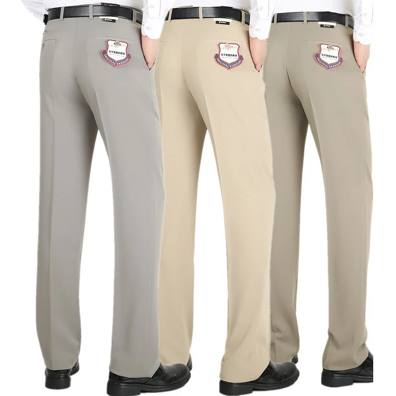 Trajes de verano finos para hombre, pantalón informal, de negocios, antiarrugas, para jóvenes de mediana edad