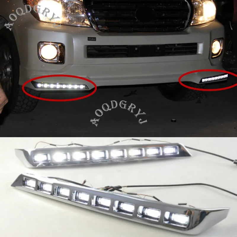 

Car Styling Accessories Car LED Daytime Running Light DRL Fog Driving Bulbs For Toyota Land Cruiser LC200 2012-2015 8LED