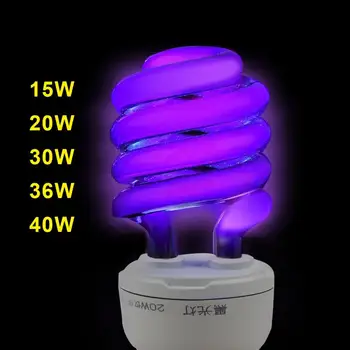 

220V E27 LED UV lamp 15W 20W 30W 36W 40W BLB Black light Bulb Ultraviolet Fluorescent Detection lamp CFL Lure lamps Violet Decor