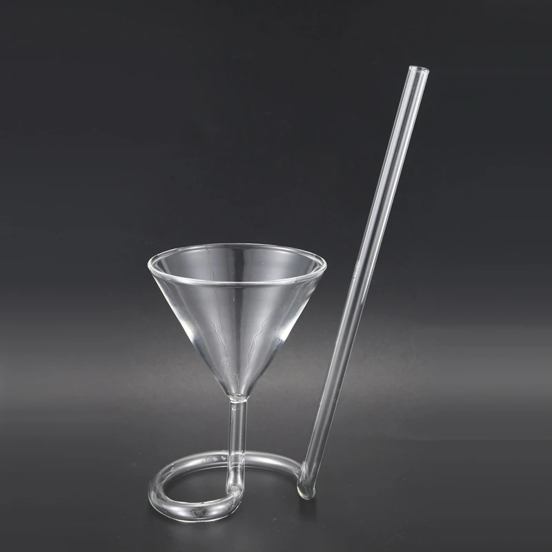 Creative Screw Spiral Straw Molecular Cocktail Glass Bar Party Wine Glass Martini Champagne Glass Wine Glass Charm