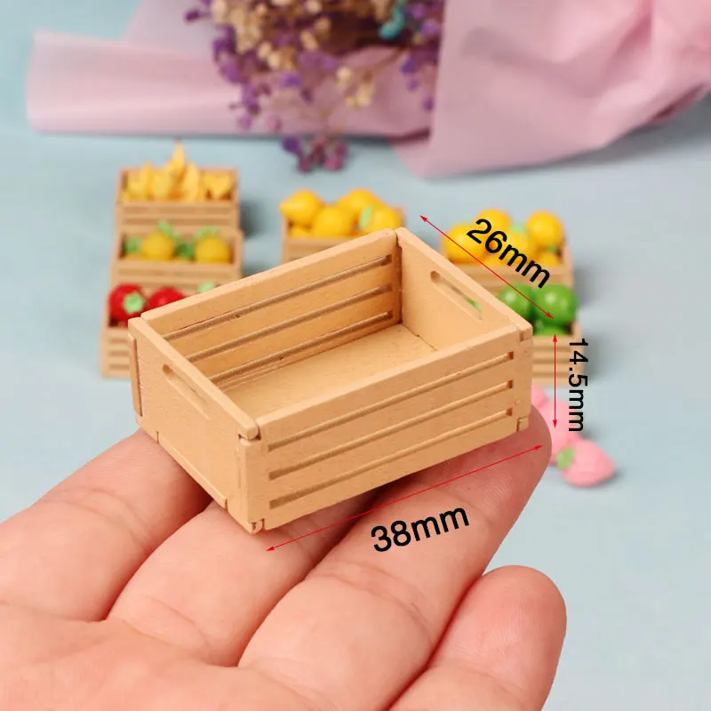 1Pc Mini Wooden Frame Fruit Basket Dolls Furniture For Barbie House 1/6 1/12 Miniature DollHouse Accessories Toy Ob11 Bjd Decor 6