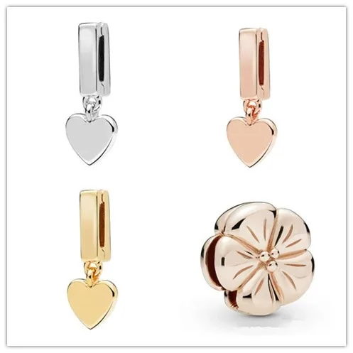 925 Sterling Silver Bead Charm Reflexions Floating Heart Clip Ciondolo Perline Fit Pan Bracciale & Bangle Gioielli Fai Da Te