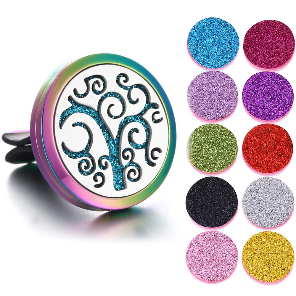 20 New Aromatherapy Jewelry Car Perfume Diffuser 316L Stainless Steel Aroma Essential Oil Diffuser Car Clip Lockets DropShipping - Окраска металла: 20