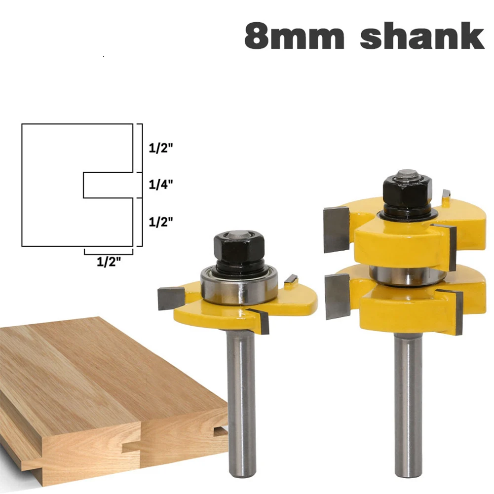 2 шт. Концевая фреза 8 мм хвостовик фрезы концевых фрез в сборе Набор концевых фрез 1/4 встряхнуть T-отделения, из дерева фреза по дереву инструменты