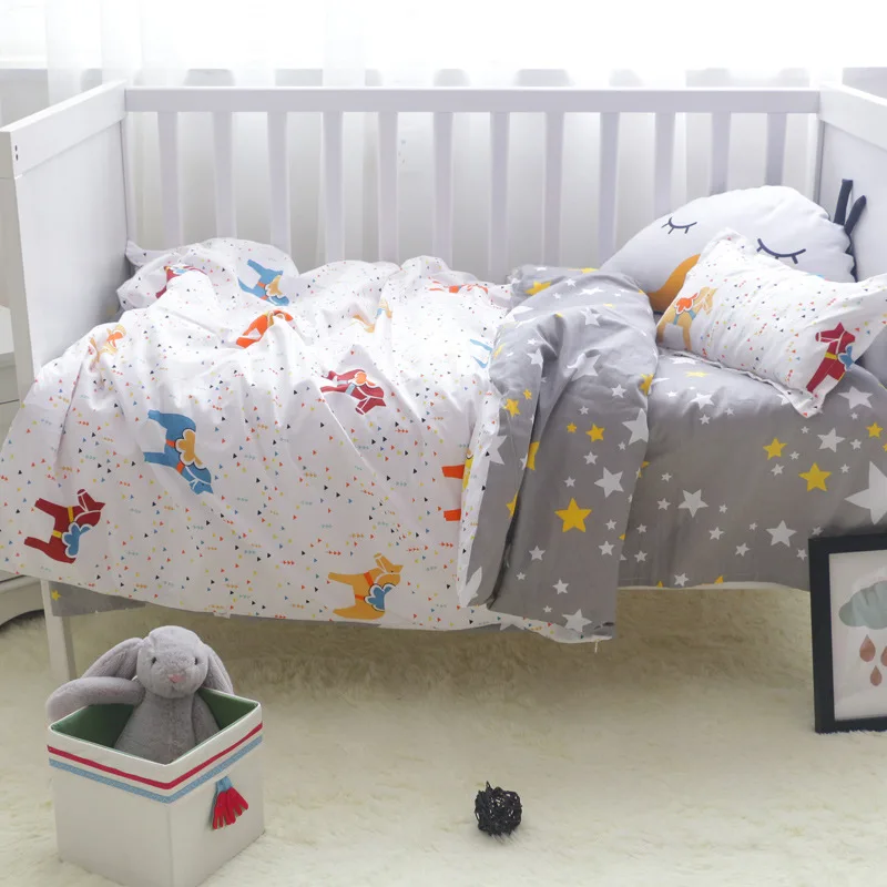 3pcs/set Baby Bedding Set Boys Girls Newborns Crib Bedding Linens Kit Including Baby Bed Sheet Quilt Duvet Cover Pillowcase