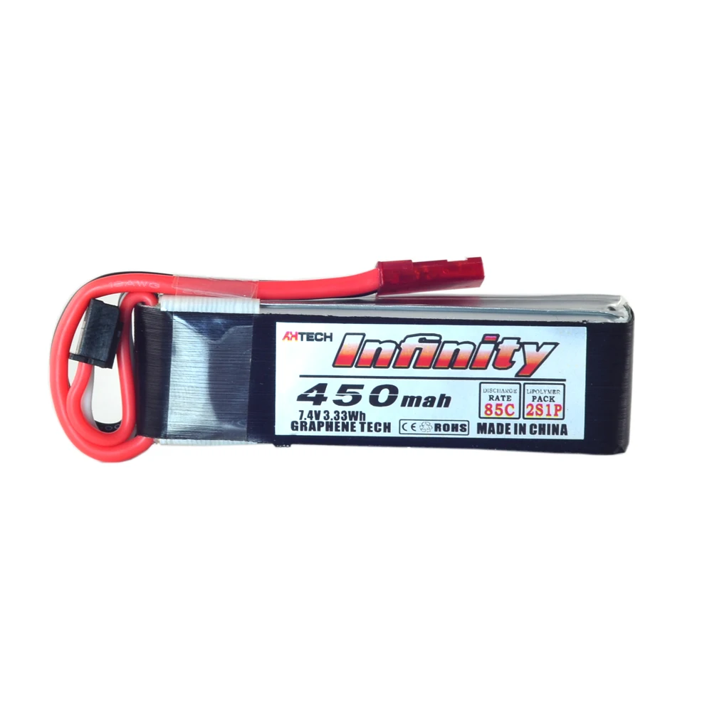 

AHTECH Infinity 450mAh 2S 7.4V 85C Lipo Battery JST Plug for iFlight CineBee Cine Whoop BetaFPV FPV Drone