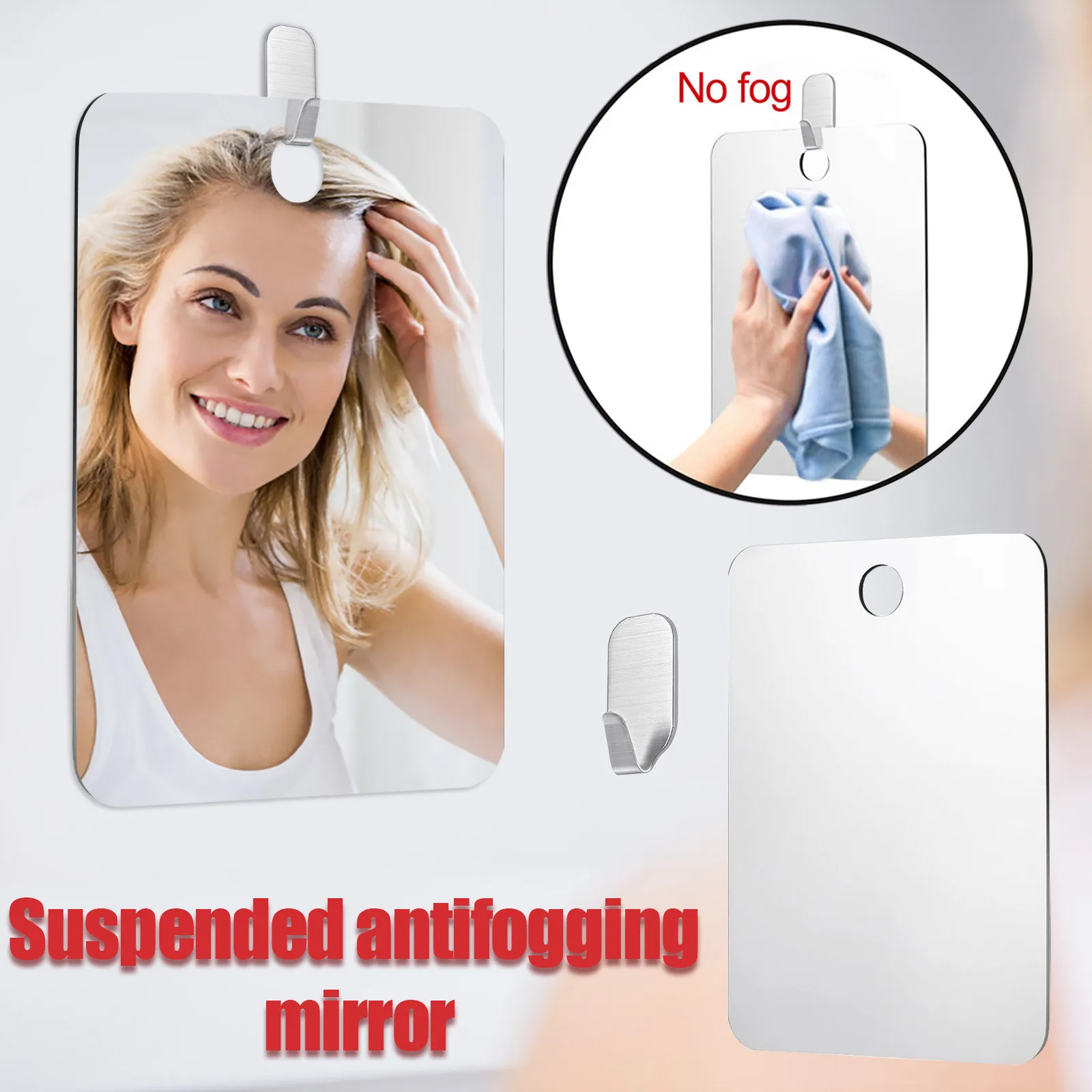 19*28cm Acrylic Anti Fog Shower Mirror Bathroom Fogless Mirror Washroom