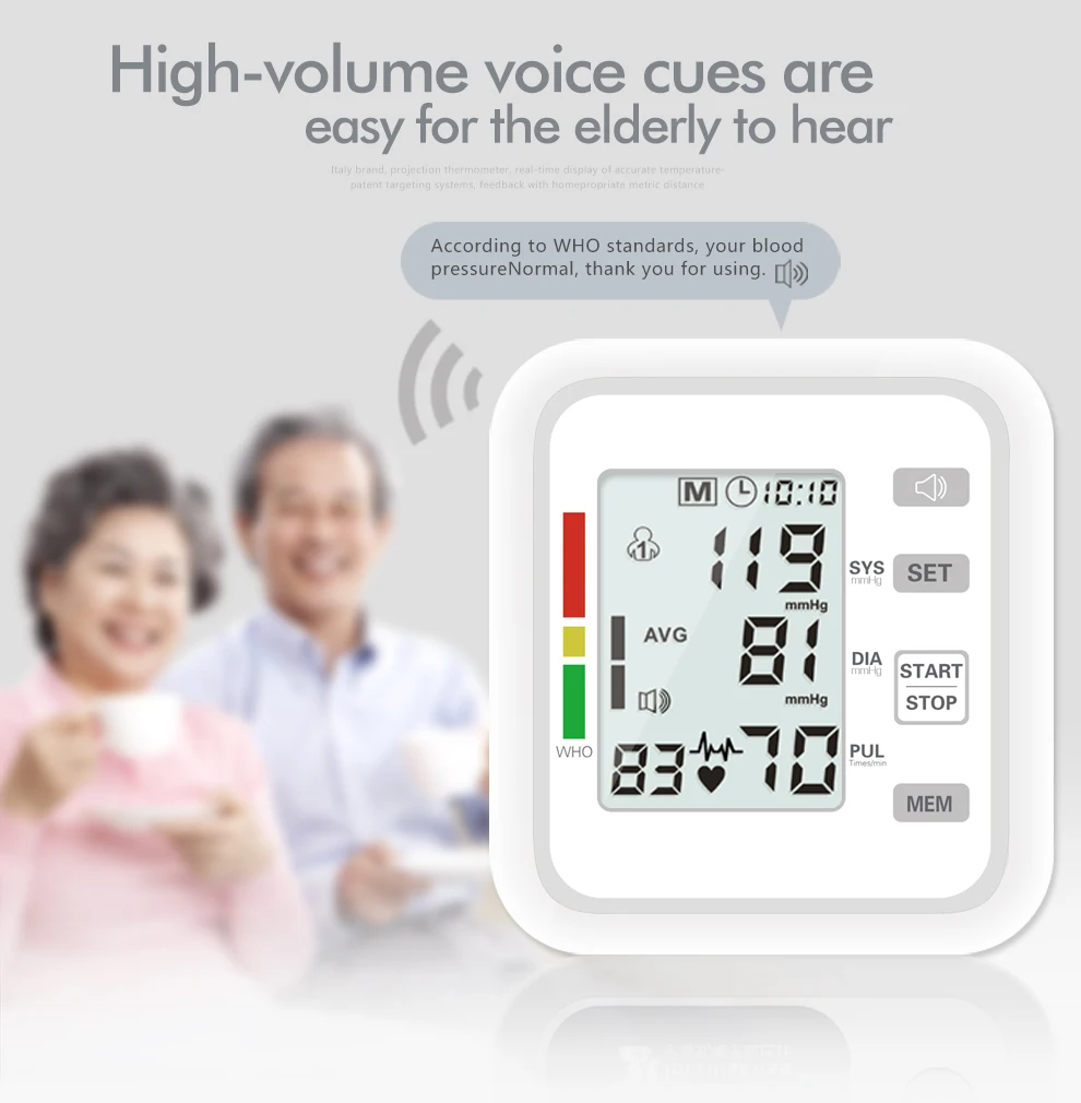 KIUZOU Digital LCD arm tensiometers Blood Pressure Monitor Heart rate Meter Large Cuff Sphygmomanometer Portable Tonometer 3