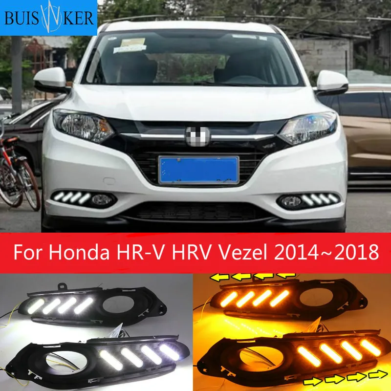 

Для Honda HR-V вариабельности сердечного ритма 2014 ~ 2018 без ошибок дневные ходовые огни светильник светодиодный DRL Противотуманные фары дальнего света автомобиля для укладки волос
