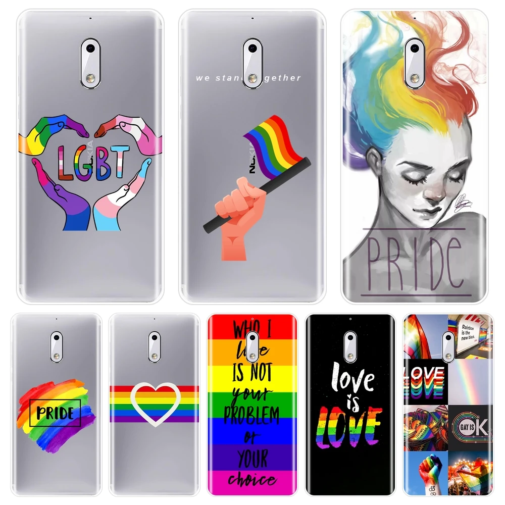 ТПУ LGBT гей сердце любовь лесбиянок Радуга Прайд задняя крышка для Nokia 1 2 3 5 6 8