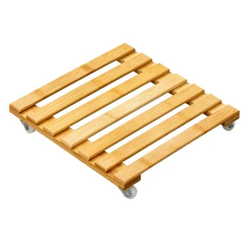 

Bamboo Plant Stand with Wheels, Mobile Flower Pot Rollers, Suitable for Outdoor Plant Storage Racks on the Terrace
