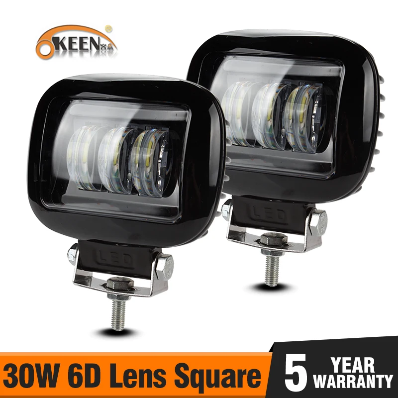 OKEEN 6DLens 5 дюймов светодиодный свет бар внедорожный рабочий 30 Вт 12 в 24 В для