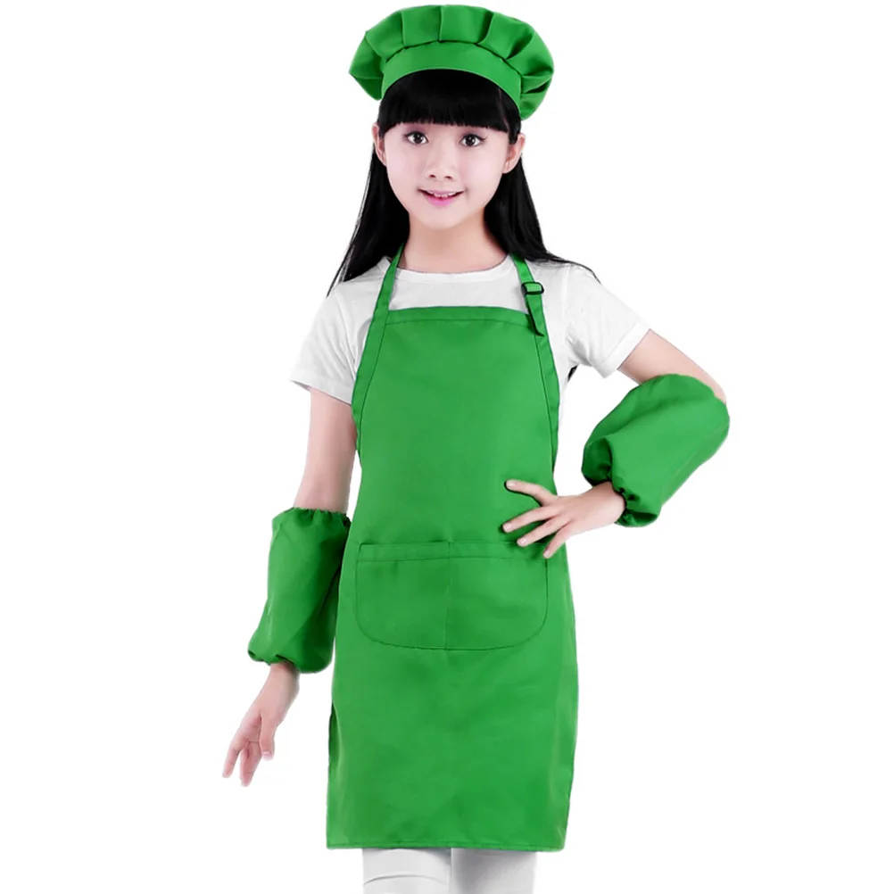 2pcs Kids Chef Set Complete Children Kitchen Gift Playset with Cap and Apron for Cooking Baking Painting Decorating Party | Дом и сад