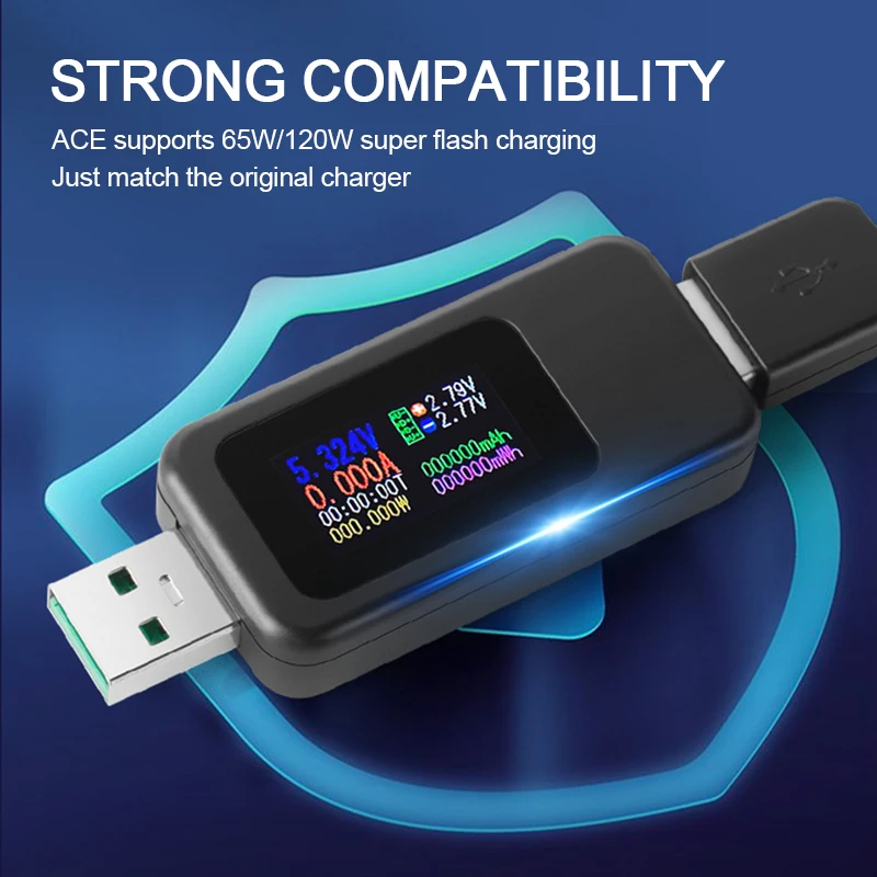 Color Display USB Tester 0-6.5A Current 4-30V Voltage USB Charger Tester Time Display Mobile Power Detector Battery Test wind anemometer Measurement & Analysis Tools