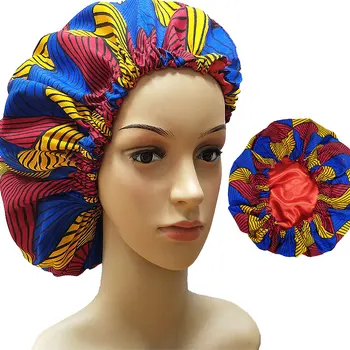 

Elastic Bonnet Cap African Women sleep turban ankara with Satin 2 layer hair Bonnet Many colors Available Custom Made21''*21