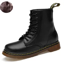 Зимние Бархатные Ботинки martin в стиле ретро; большие размеры; мужские ботильоны в британском стиле с высоким берцем; male20191216