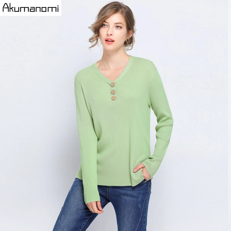 

Knitted Blouse Top Women 2019 Plus Size 5xl Green Button V-neck Full Sleeve Office Lady Tops De Punto Free Shipping Card Pack
