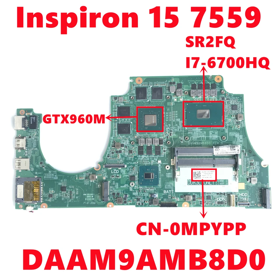 CN-0MPYPP 0MPYPP MPYPP DAAM9AMB8D0 Mainboard For dell Inspiron 15