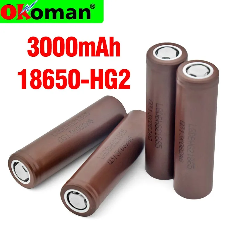Новинка 18650 hg2 3000mah электронная сигарета 18650 перезаряжаемая батарея высокой разрядки, большой ток для LG фонарик