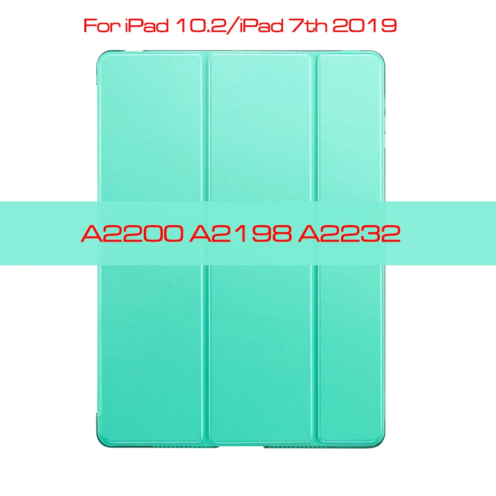 Чехол qijun для ipad 2, 3, 4, 5, 6, 7, th 9,7 10,2 Fundas для ipad Air 1 2 3 воздуха PC задняя крышка из искусственной кожи Smart Cover - Цвет: Mint -iPad 10.2 7th