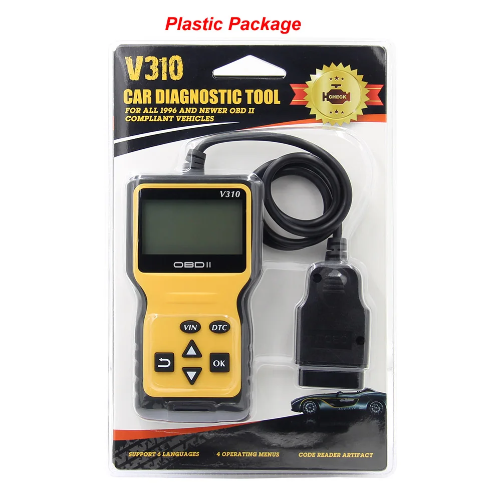 V310 V1.1 сканер кодов OBDII/EOBD считыватель кодов OBD 2 OBD2 автомобильный диагностический инструмент obd2 сканер PK ELM327 ELM 327 V1.5 - Цвет: Plastic Package