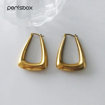 

Peri'sBox Thick Triangle Geometric Earrings for Women Vintage Irregular Hoop Earrings French Minimalist Hoop Earrings 2019 New